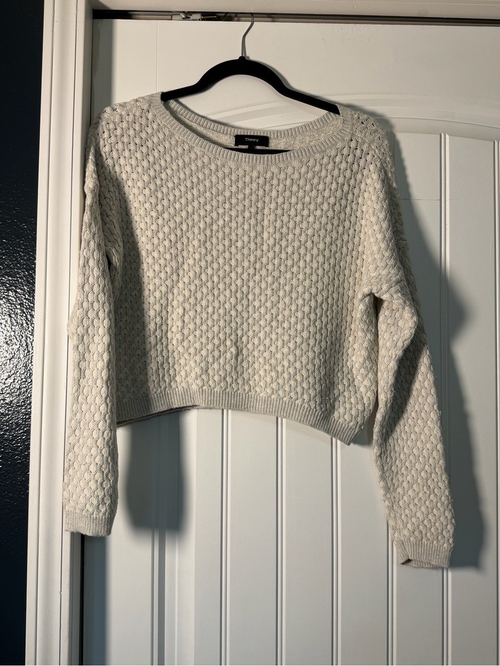 Theory Cream Textured Knit Sweater